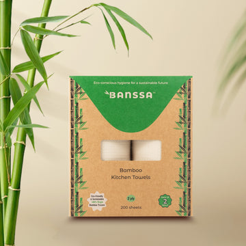 Bamboo Tissue Kitchen Towels - 100 Sheets | Pack of 2