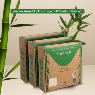 Bamboo Tissue Napkins Large - 50 Sheets | Pack of 3