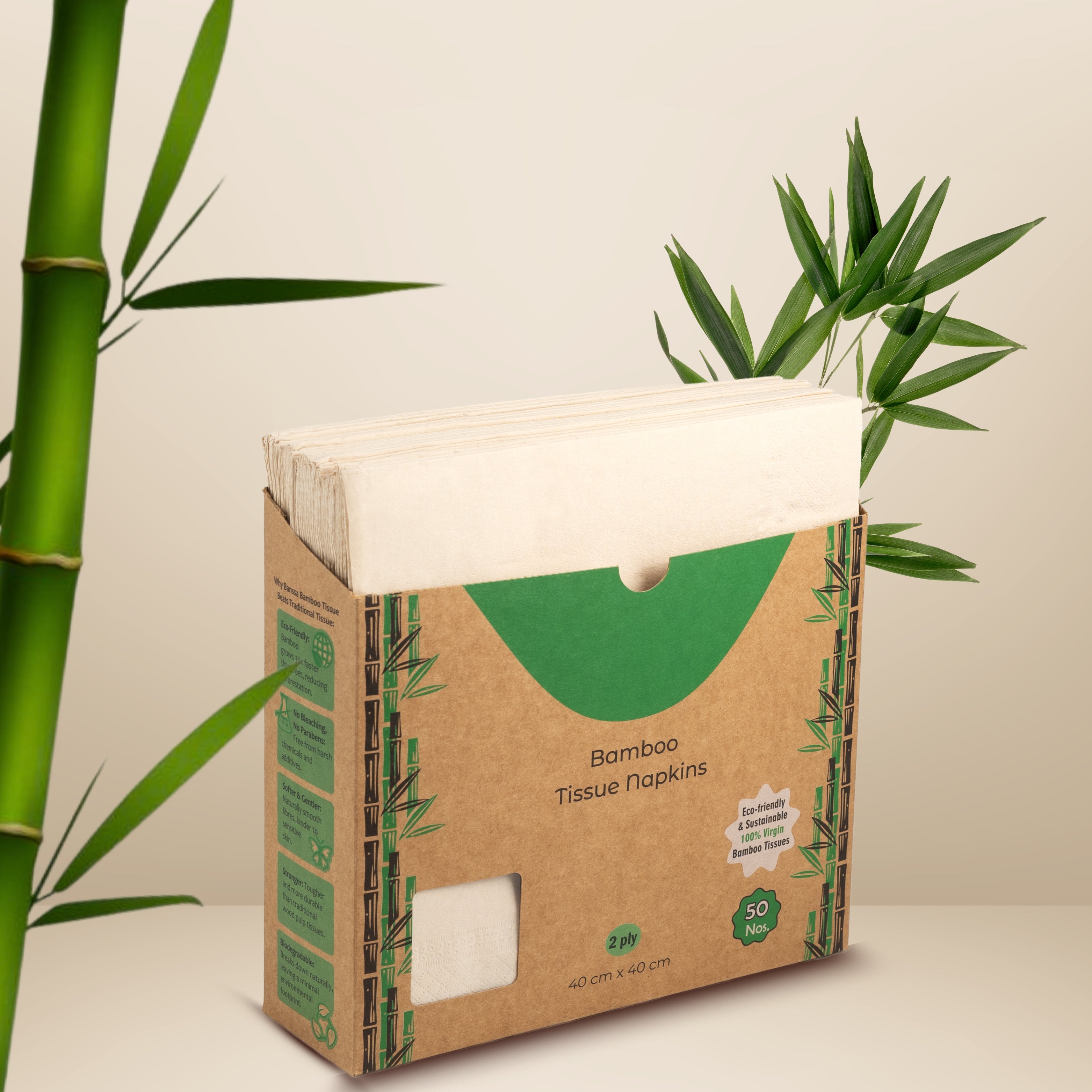 Bamboo Tissue Napkins Large - 50 Sheets | Pack of 3