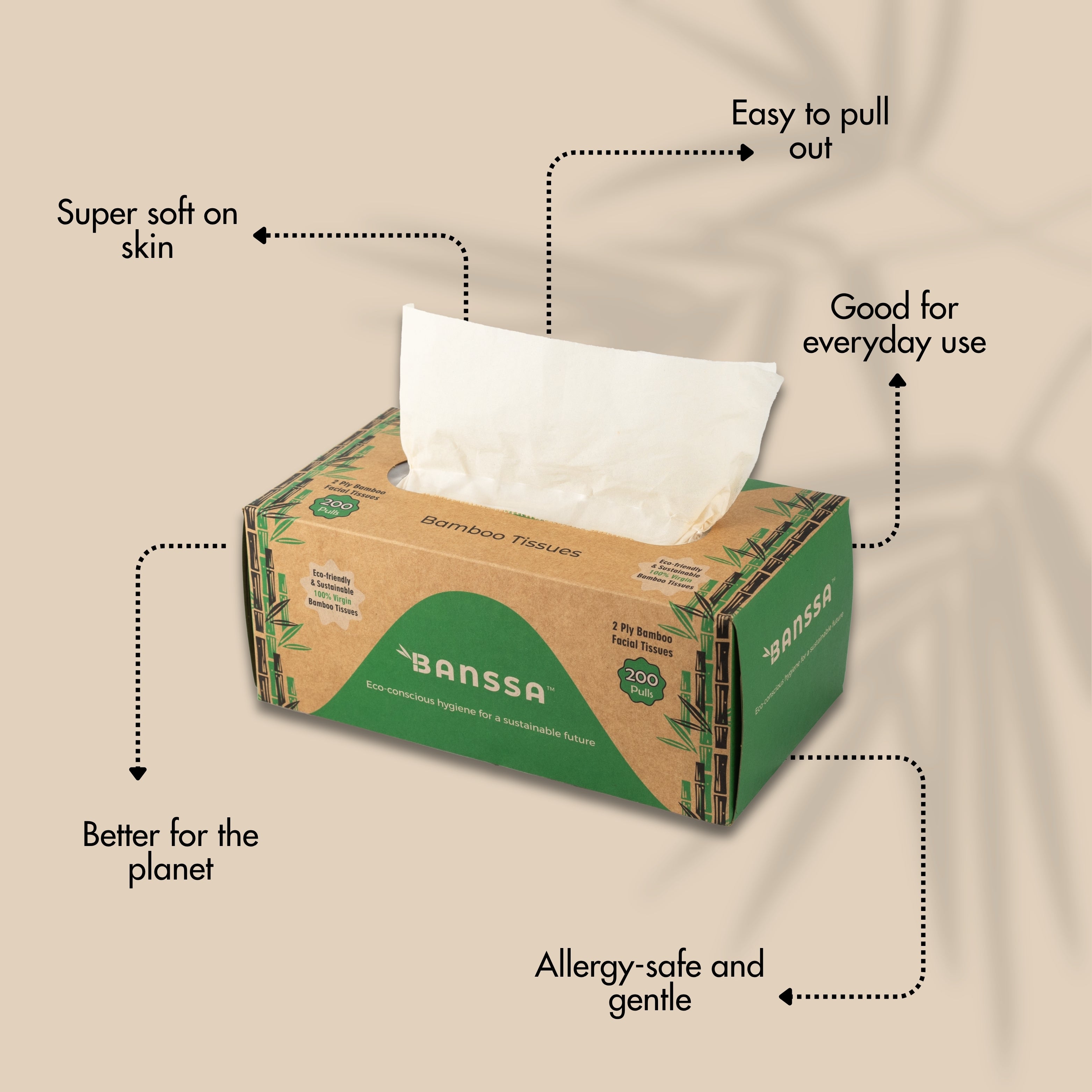 Bamboo Facial Tissue Box - 200 Pulls | Pack of 3