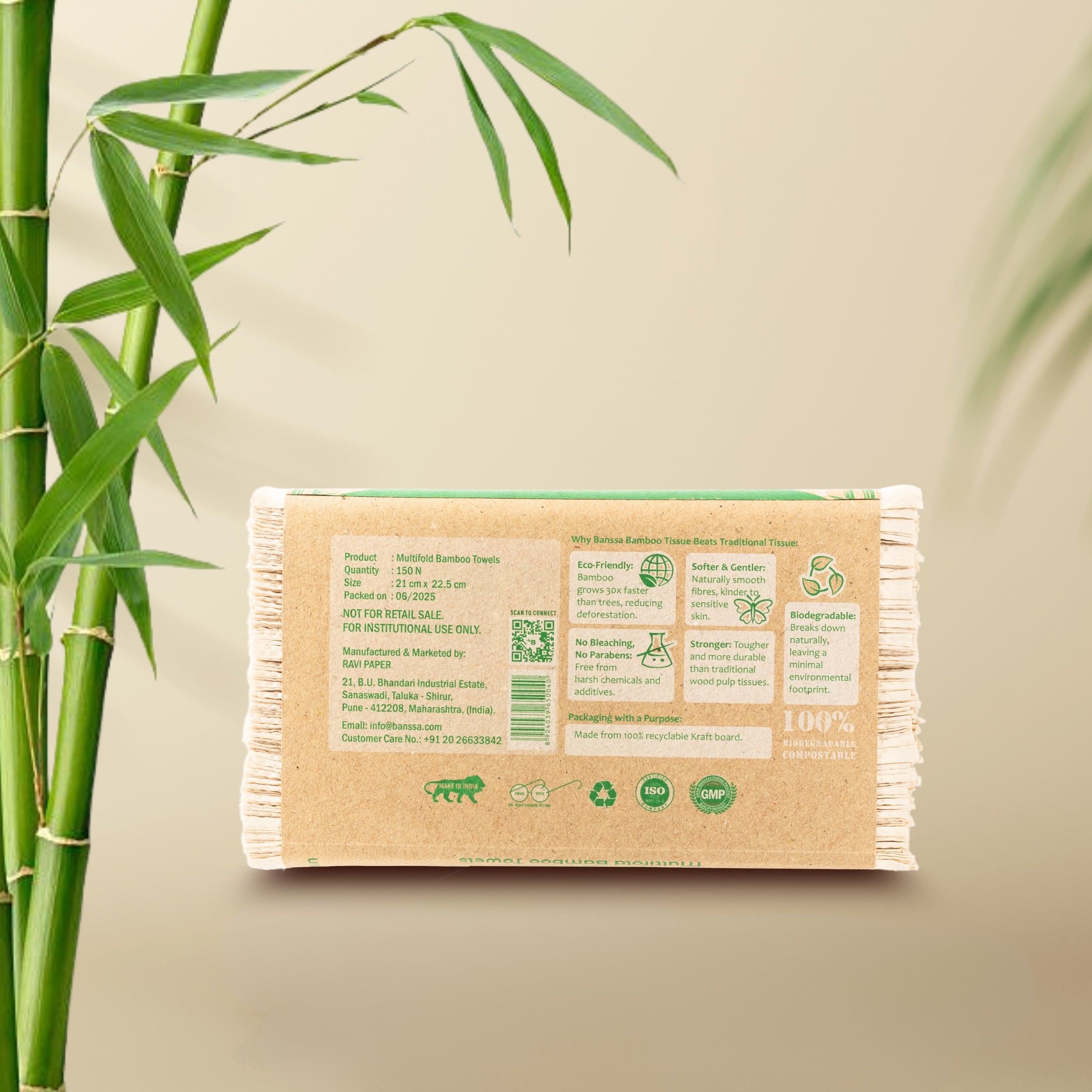 Bamboo Multi-Fold Tissue Napkins - 150 Sheets | Box of 20
