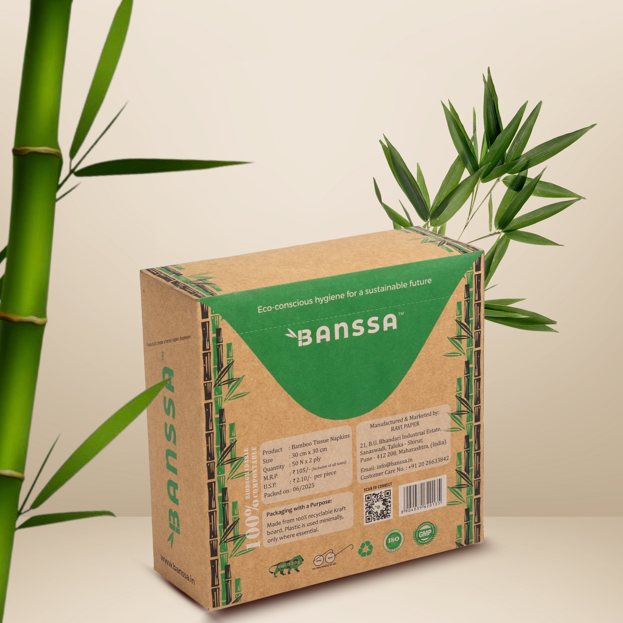 Bamboo Tissue Napkins Regular - 50 Sheets | Pack of 3