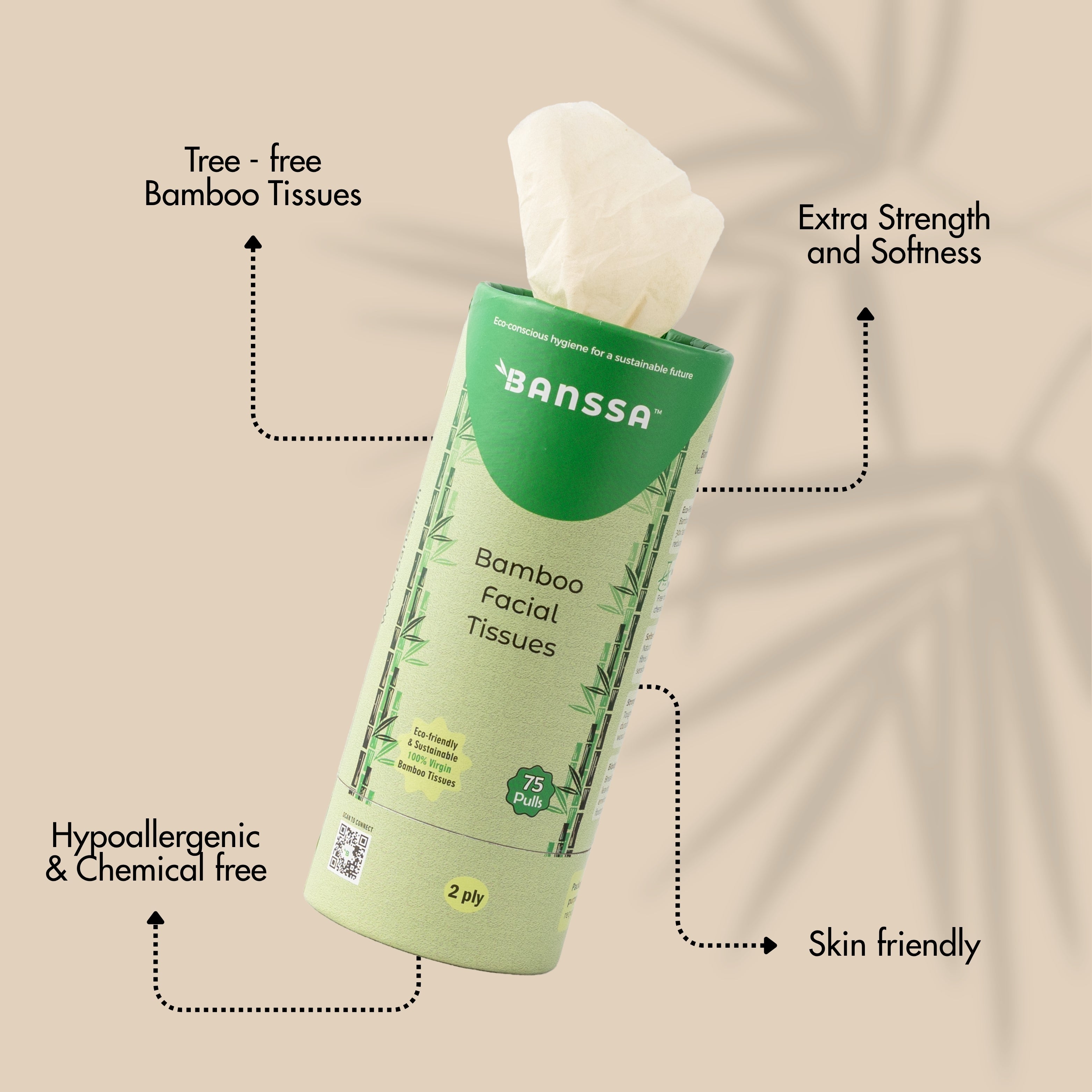 Bamboo Facial Tissue Car Canister - 75 Pulls | Pack of 3