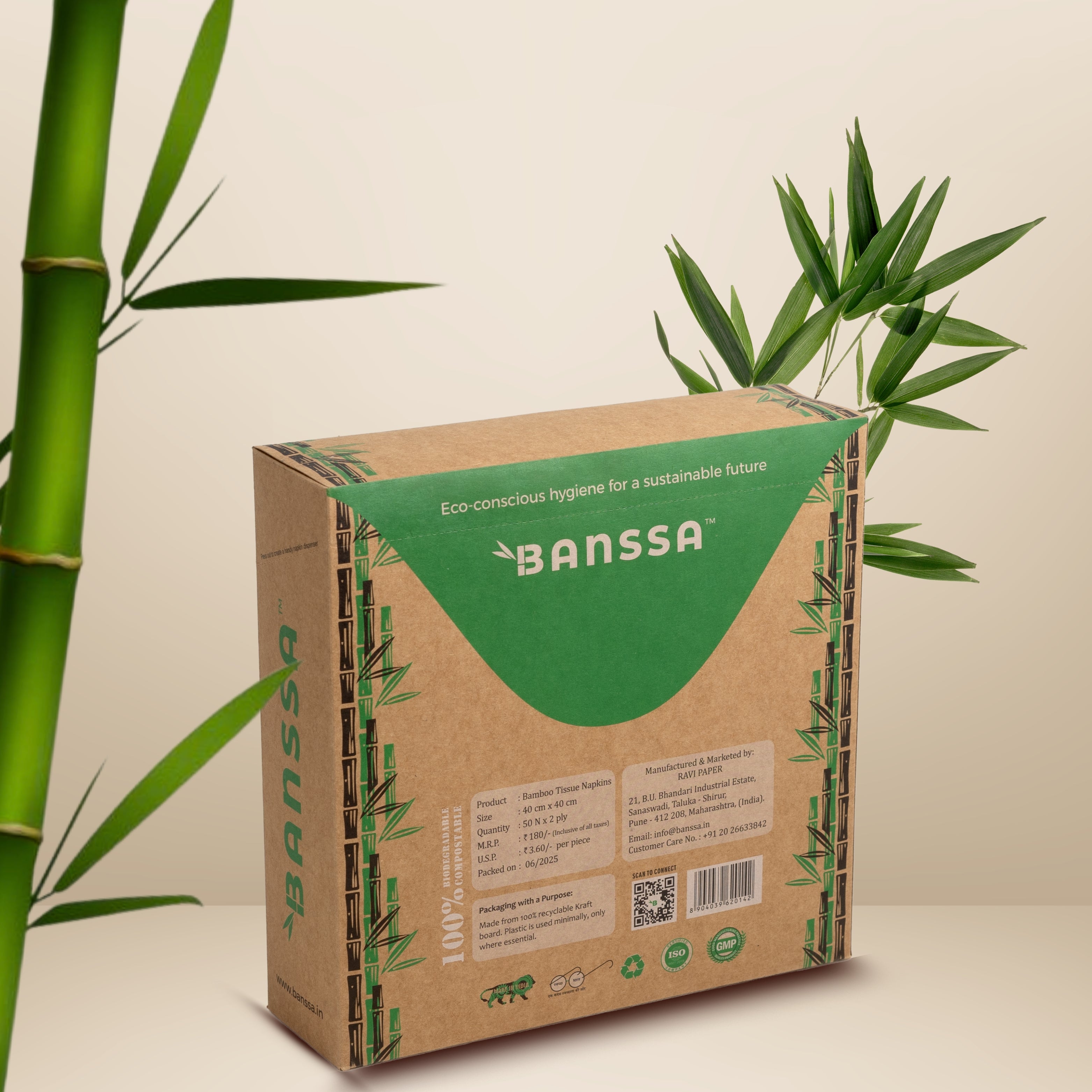 Bamboo Tissue Napkins Large - 50 Sheets | Pack of 3